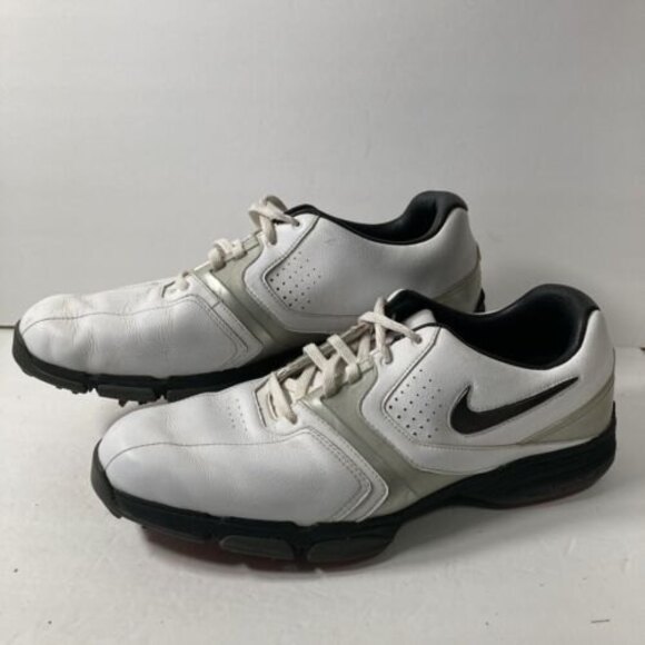 NIKE Lunarlon Golf Shoes White/Silver 551456-100 Men's Size 10.5 - Picture 3 of 7